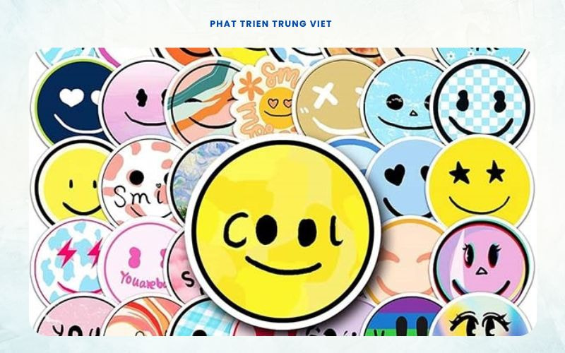 Sticker mặt cười kết hợp họa tiết